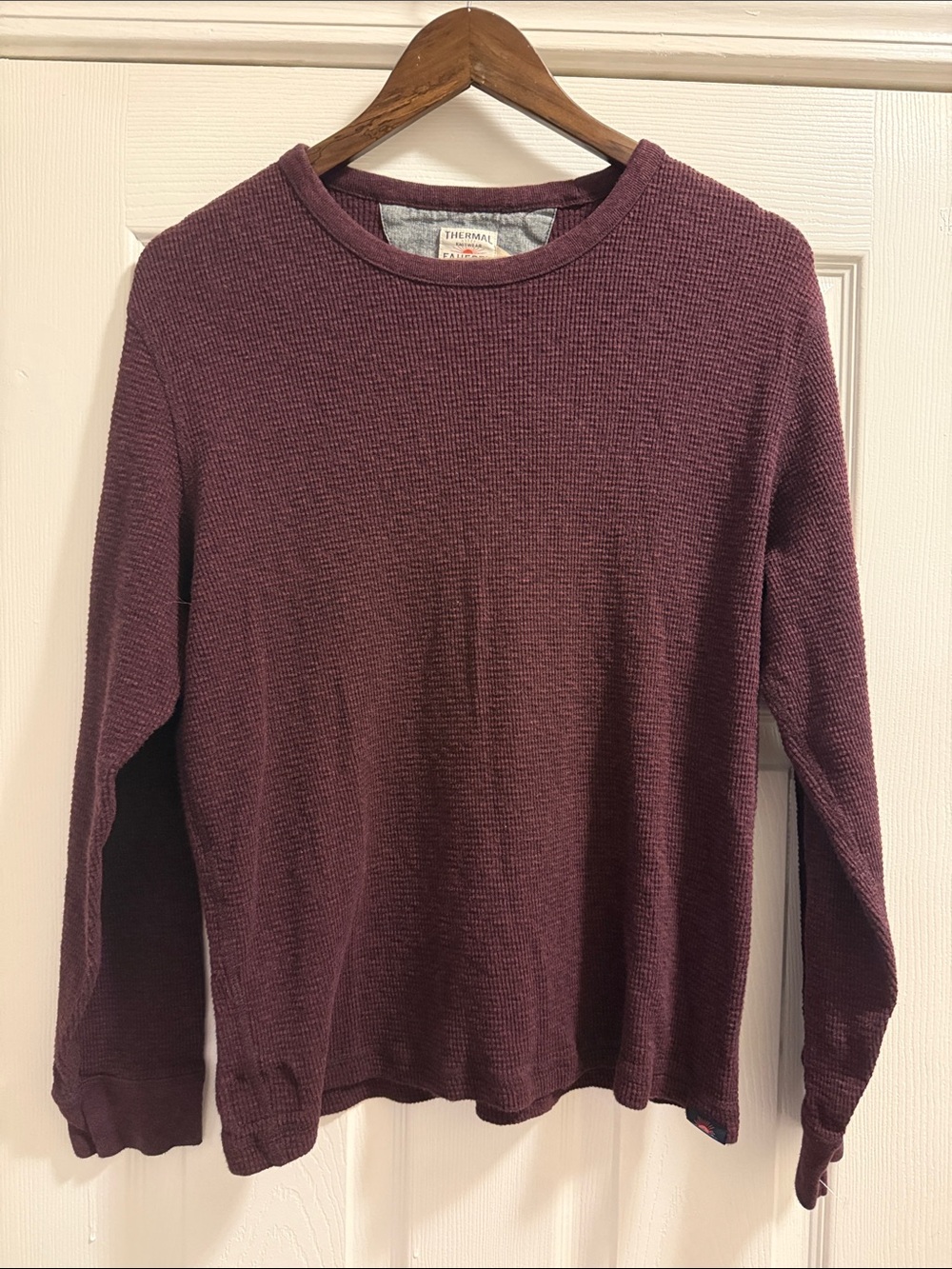 Faherty Waffle Thermal Knit Pullover - Burgundy Large GUC
